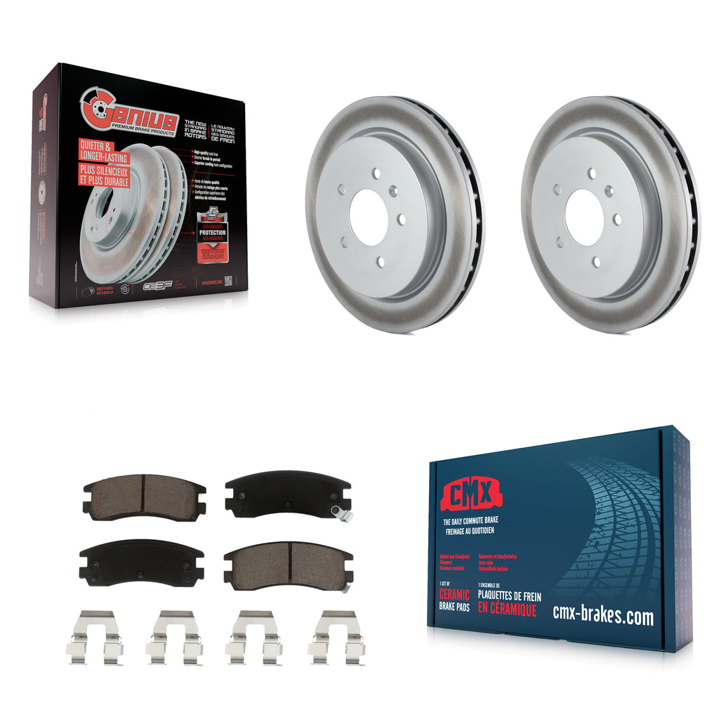 Rear Coated Brake Rotor & Ceramic Pad Kit For Cadillac Seville With Vented
