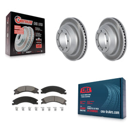 Rear Coated Disc Brake Rotor Ceramic Pad Kit For Ford E-350 Super Duty Econoline