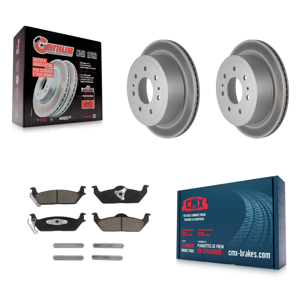 Rear Coated Disc Brake Rotors And Ceramic Pad Kit For Ford F-150 Lincoln Mark LT