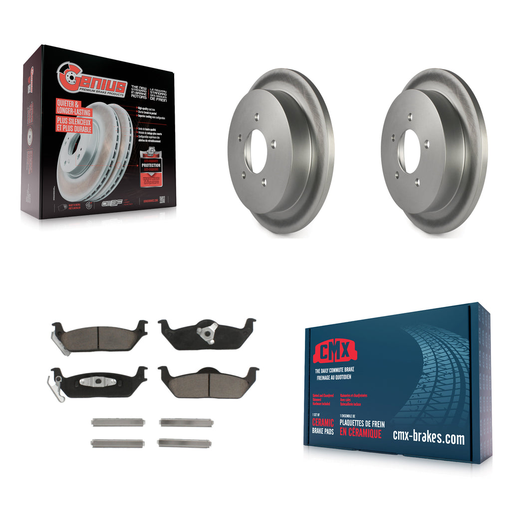 Rear Coated Disc Brake Rotors And Ceramic Pads Kit For Ford F-150