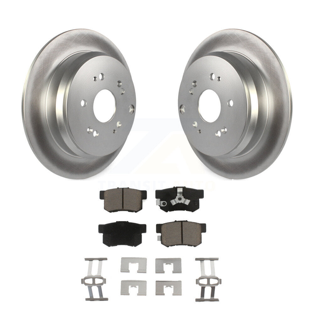 Rear Coated Disc Brake Rotors And Ceramic Pads Kit For Honda CR-V Acura RDX