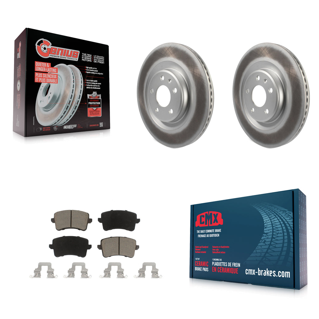 Rear Coated Disc Brake Rotors & Ceramic Pad Kit For Audi Q5 A5 SQ5 Quattro S5 A4