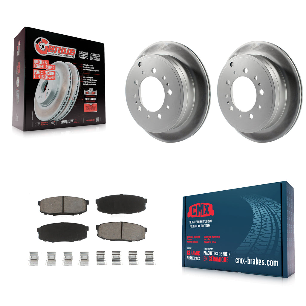 Rear Coat Brake Rotor Ceramic Pad Kit For Toyota Tundra Sequoia Lexus LX570 Land