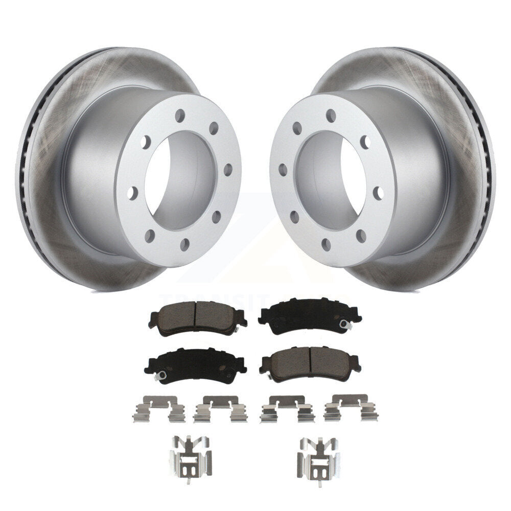 Rear Coated Brake Rotors Ceramic Pad Kit For Chevrolet Silverado 3500 GMC Sierra