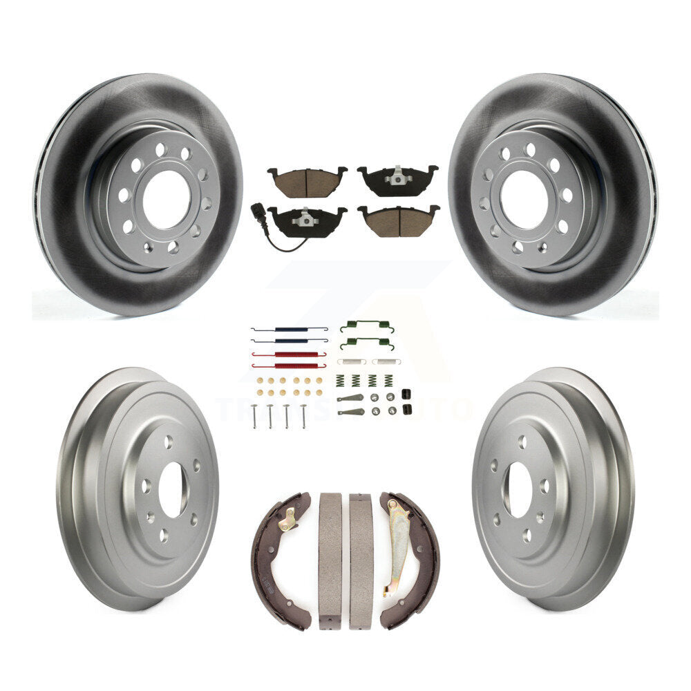 Front Rear Coat Disc Brake Rotor Ceramic Pad Drum Kit (7Pc) For Volkswagen Jetta