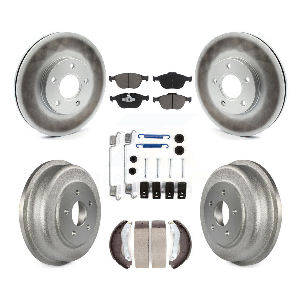 Front Rear Coat Brake Rotors Ceramic Pad Drum Kit (7Pc) For Ford Transit Connect