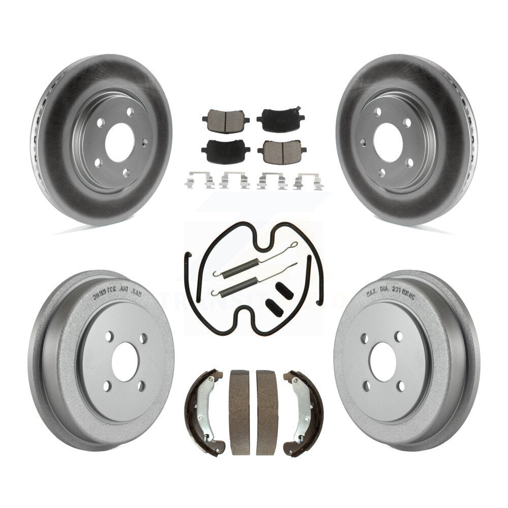 Front Rear Coat Disc Brake Rotors Ceramic Pad Drum Kit (7Pc) For Pontiac Pursuit