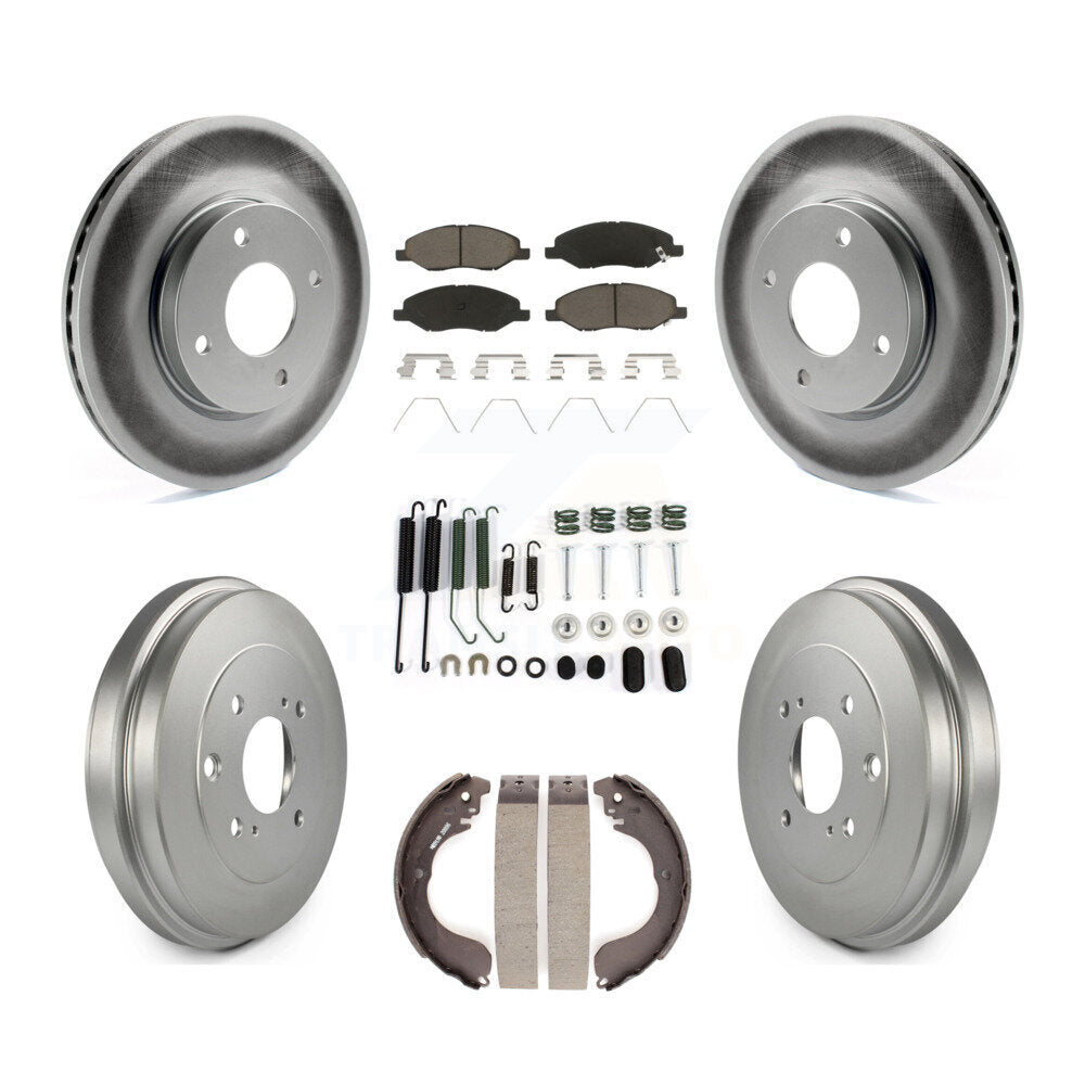Front Rear Coated Disc Brake Rotor Ceramic Pad & Drum Kit (7Pc) For Nissan Versa
