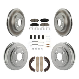 Front Rear Coat Brake Rotors Ceramic Pad Drum Kit (7Pc) For Honda Civic Acura EL