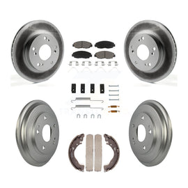 Front Rear Coated Disc Brake Rotors Ceramic Pad & Drum Kit (7Pc) For Honda Civic