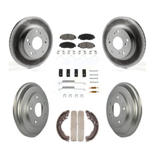 Charger l'image dans la galerie, Front Rear Coated Disc Brake Rotors Ceramic Pad &amp; Drum Kit (7Pc) For Honda Civic