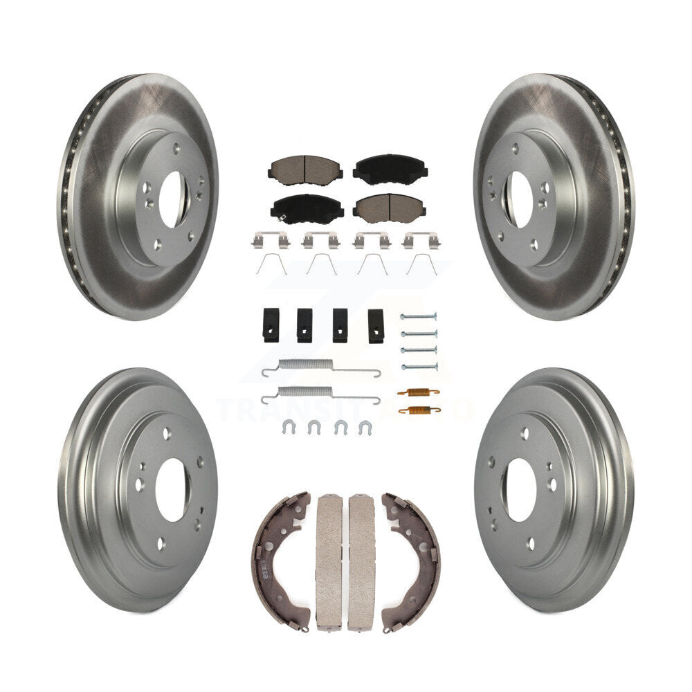 Front Rear Coated Disc Brake Rotors Ceramic Pad & Drum Kit (7Pc) For Honda Civic