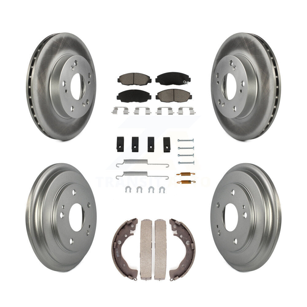 Front Rear Coated Disc Brake Rotors Ceramic Pad & Drum Kit (7Pc) For Honda Civic