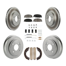 Charger l'image dans la galerie, Front Rear Coated Disc Brake Rotors Ceramic Pad &amp; Drum Kit (7Pc) For Honda Civic