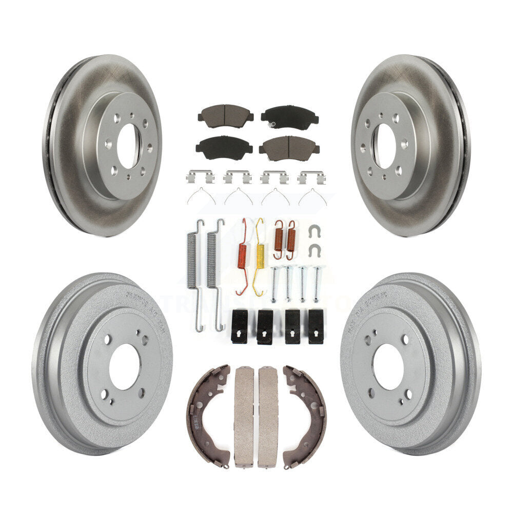 Front Rear Coated Disc Brake Rotors Ceramic Pad And Drum Kit (7Pc) For Honda Fit