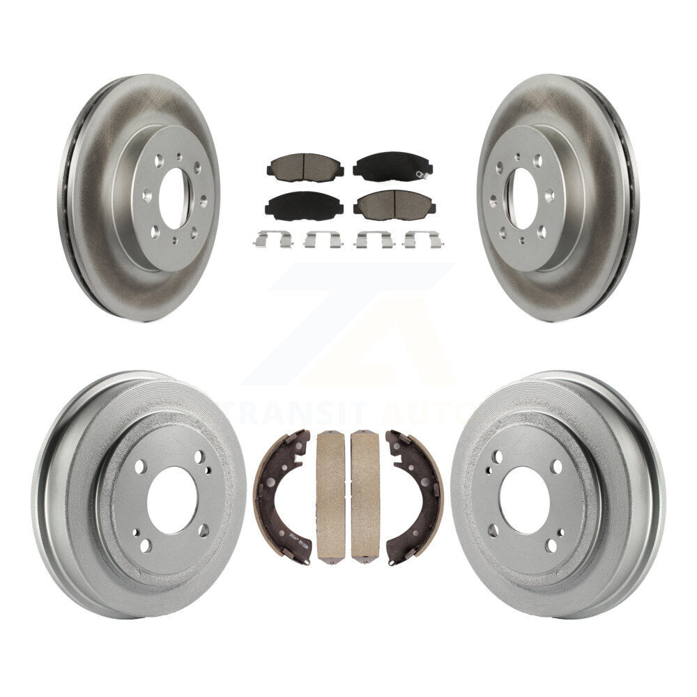 Front Rear Coated Disc Brake Rotor Ceramic Pad Drum Kit For Honda Civic Acura EL