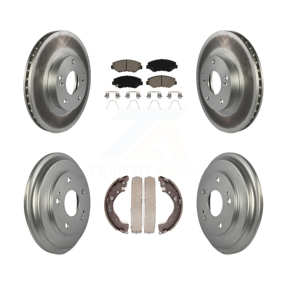 Front Rear Coated Disc Brake Rotors Ceramic Pads And Drum Kit For Honda Civic
