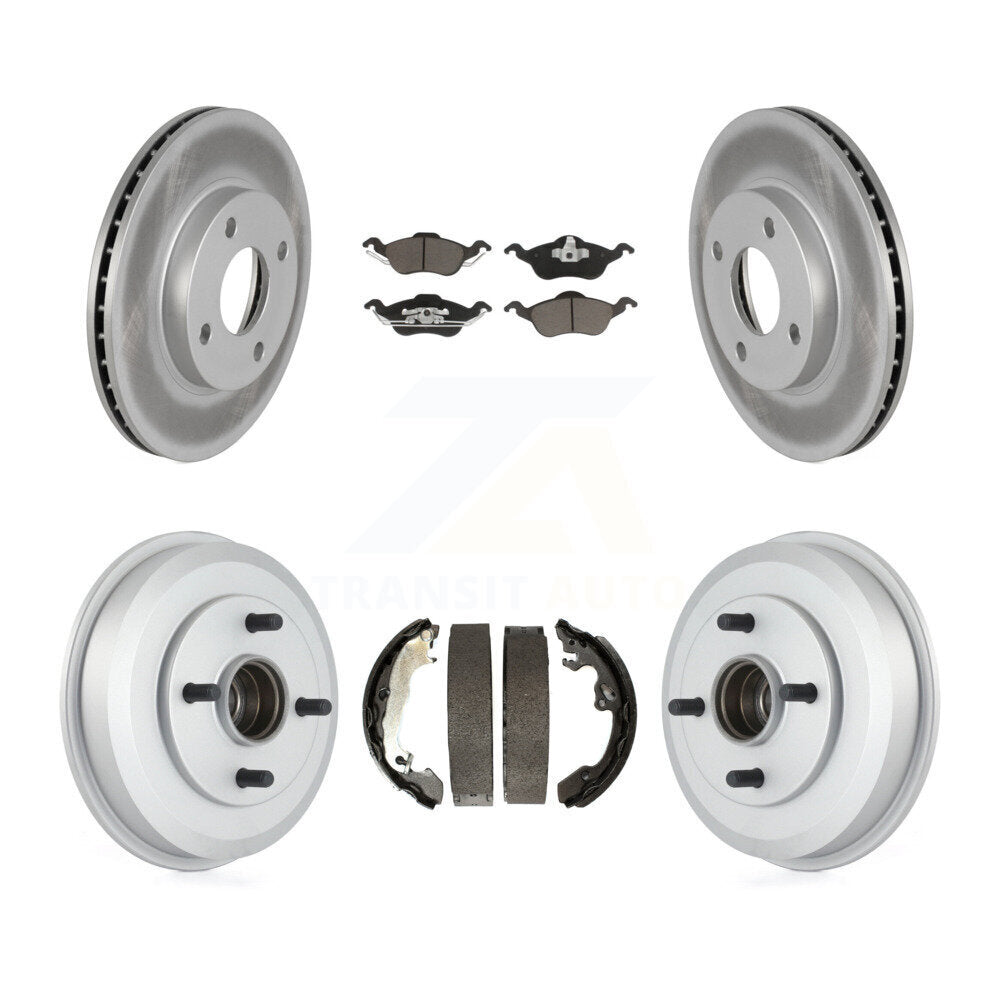 Front Rear Coated Disc Brake Rotors Ceramic Pads And Drum Kit For Ford Focus