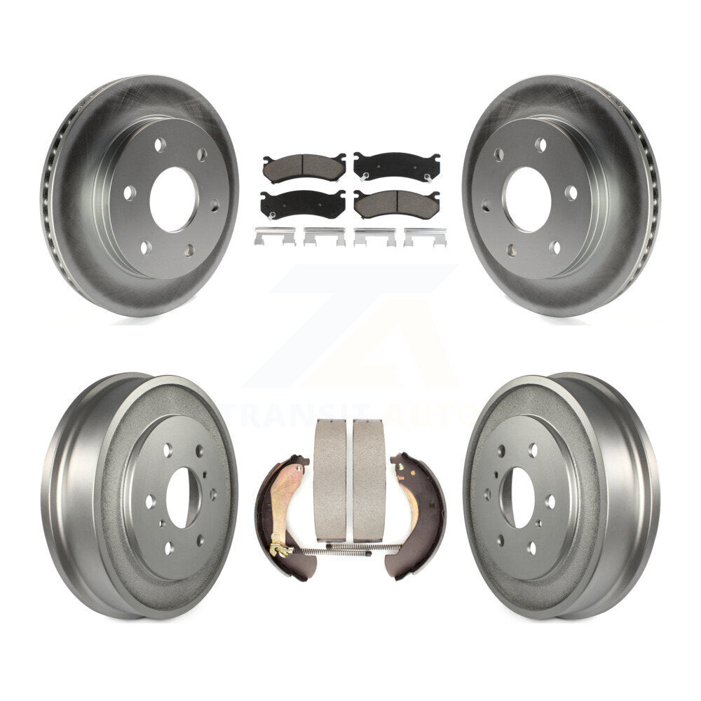 Front Rear Coated Brake Rotors Ceramic Pad Drum Kit For Chevrolet Silverado 1500
