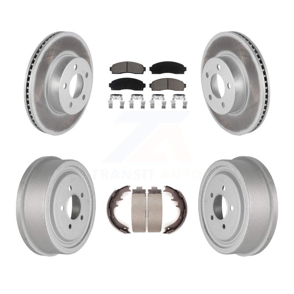 Front Rear Coated Brake Rotor Ceramic Pad & Drum Kit For Ford Ranger Mazda B4000