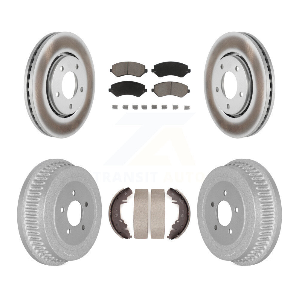 Front Rear Coat Brake Rotor Ceramic Pad Drum Kit For Dodge Chrysler Town & Grand
