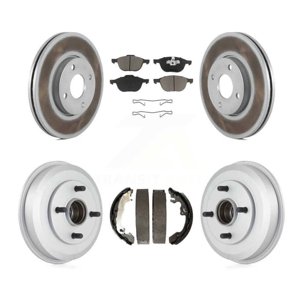 Front Rear Coated Disc Brake Rotors Ceramic Pads And Drum Kit For Ford Focus