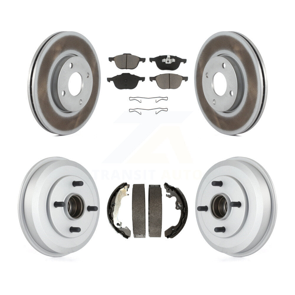Front Rear Coated Disc Brake Rotors Ceramic Pads And Drum Kit For Ford Focus