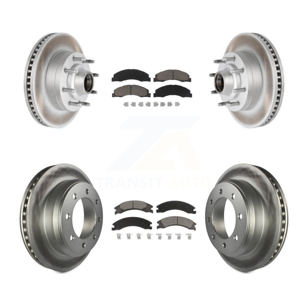 Front Rear Coat Disc Brake Rotor Ceramic Pad Kit For Ford E-350 Super Duty E-250