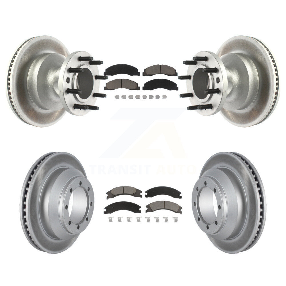 Front Rear Coat Brake Rotors Ceramic Pad Kit For Ford E-350 Super Duty Econoline