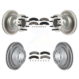 Front Rear Coat Brake Rotors Ceramic Pad Kit For Ford E-350 Super Duty Econoline