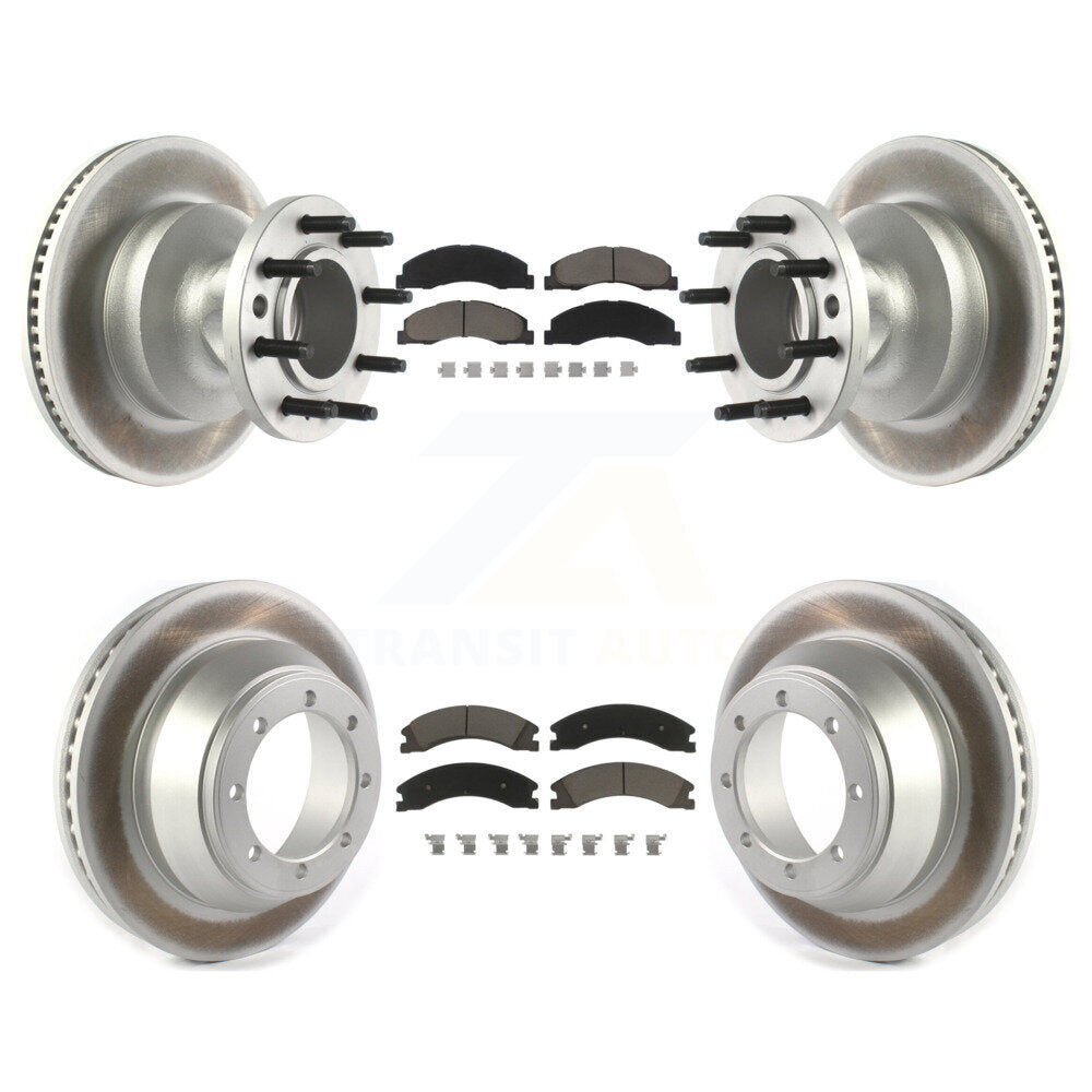Front Rear Coated Disc Brake Rotor And Ceramic Pad Kit For Ford E-450 Super Duty