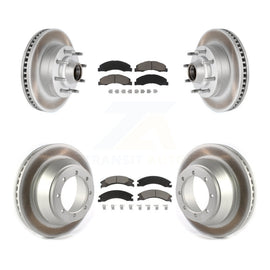 Front Rear Coated Disc Brake Rotor And Ceramic Pad Kit For Ford E-450 Super Duty