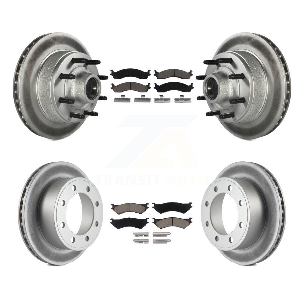 Front Rear Coat Brake Rotor Ceramic Pad Kit For Ford E-350 Super Duty E-250 Club