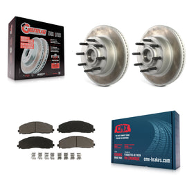 Front Coat Disc Brake Rotors Hub Ceramic Pad Kit For Ford F-250 Super Duty F-350
