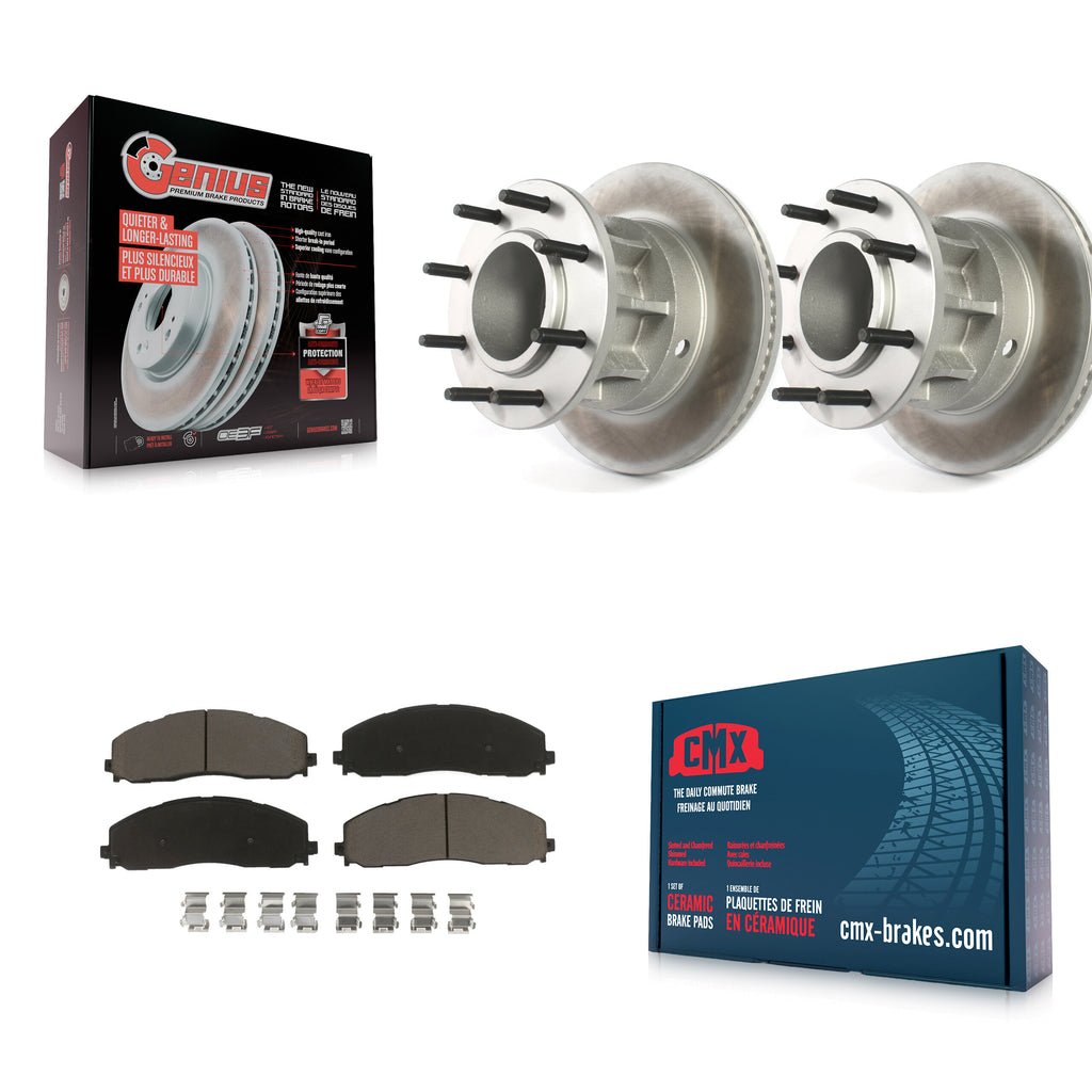 Front Coat Disc Brake Rotors Ceramic Pad Kit For Ford F-350 Super Duty F-250 RWD