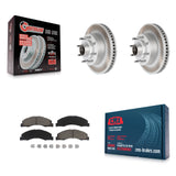 Front Coat Brake Rotor Hub Ceramic Pad Kit For Ford E-350 Super Duty E-250 E-150