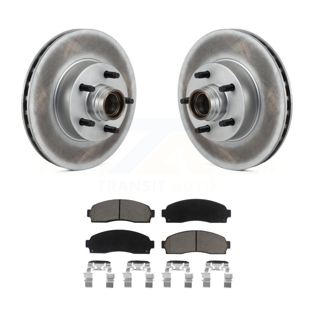 Front Coated Disc Brake Rotors Hub Ceramic Pad Kit For 2010-2011 Ford Ranger RWD