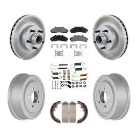 Front Rear Coat Disc Brake Rotors Hub Ceramic Pad Drum Kit (7Pc) For Ford Ranger