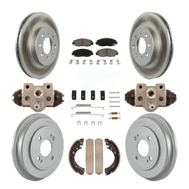 Front Rear Coated Disc Brake Rotors Ceramic Pad & Drum Kit (9Pc) For Honda Civic