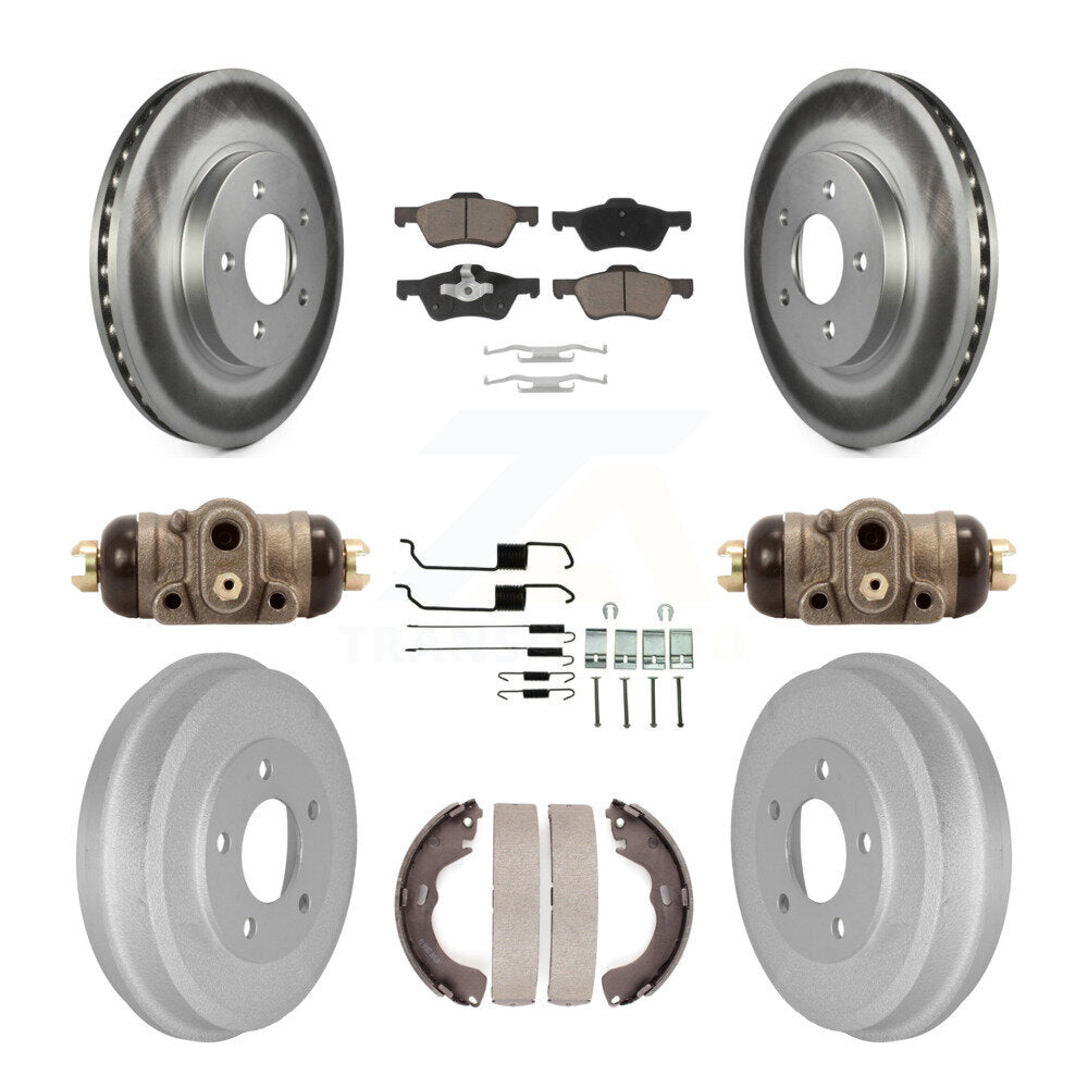 Front Rear Coated Brake Rotor Ceramic Pad Drum Kit (9Pc) For Ford Escape Mercury