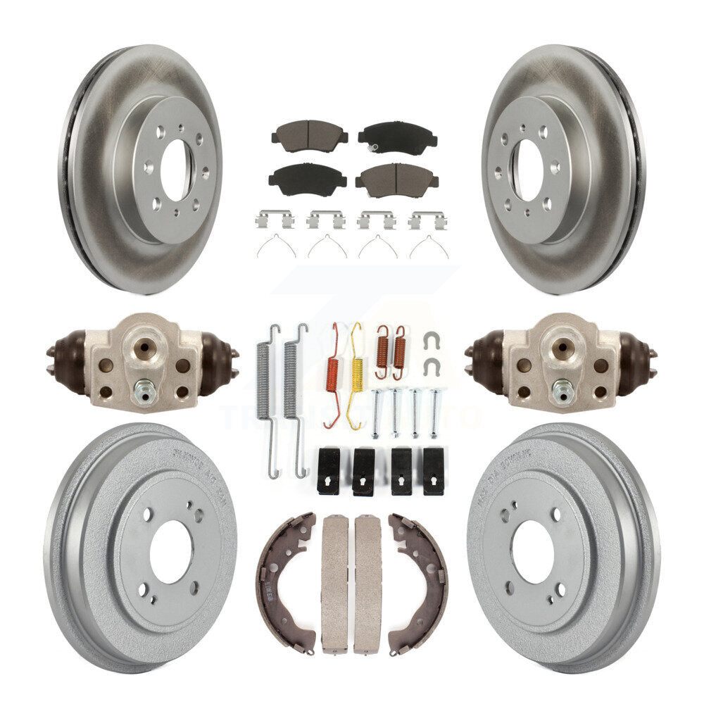 Front Rear Coated Disc Brake Rotors Ceramic Pad And Drum Kit (9Pc) For Honda Fit