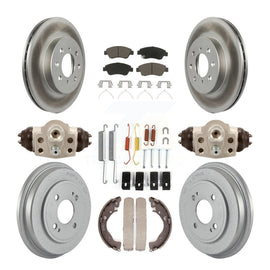 Front Rear Coated Disc Brake Rotors Ceramic Pad And Drum Kit (9Pc) For Honda Fit