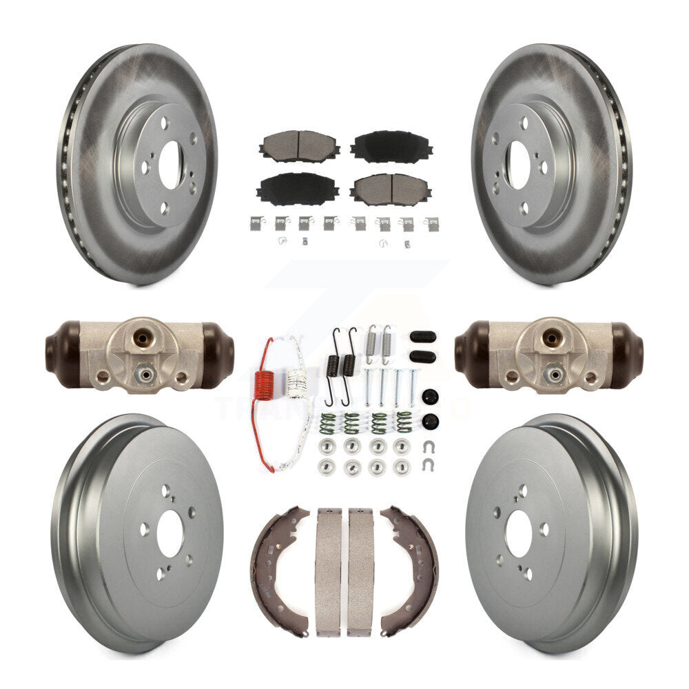 Front Rear Coat Brake Rotors Ceramic Pad Drum Kit (9Pc) For 09-13 Toyota Corolla
