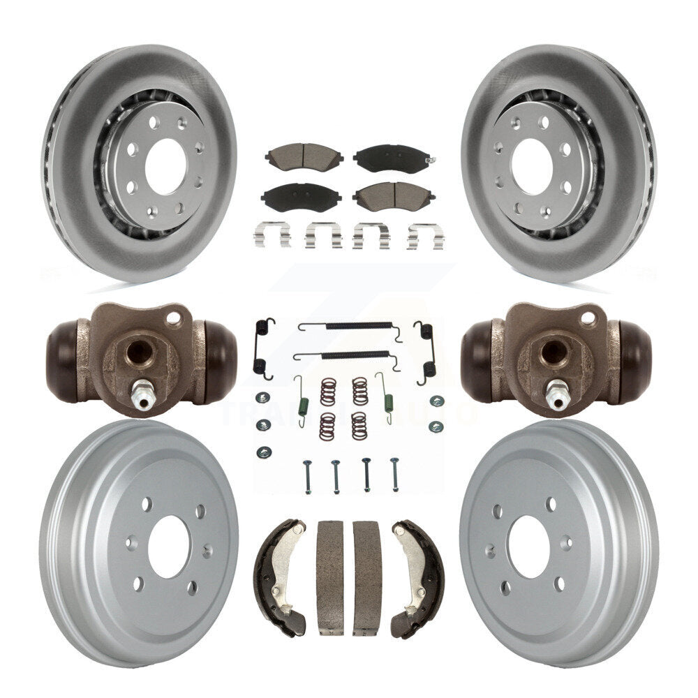 Front Rear Coat Brake Rotors Ceramic Pad Drum Kit (9Pc) For Chevrolet Aveo Spark