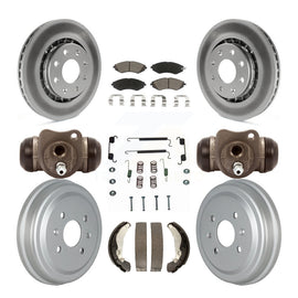 Front Rear Coat Brake Rotors Ceramic Pad Drum Kit (9Pc) For Chevrolet Aveo Spark