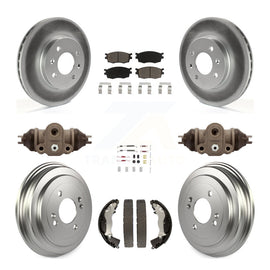 Front Rear Coated Brake Rotors Ceramic Pad Drum Kit (9Pc) For Hyundai Accent Kia