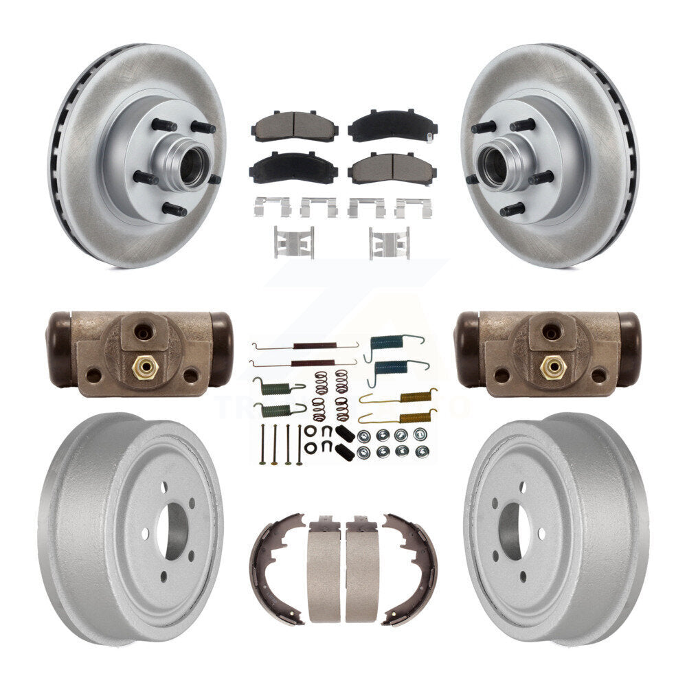 Front Rear Coated Disc Brake Rotors Ceramic Pad & Drum Kit (9Pc) For Ford Ranger