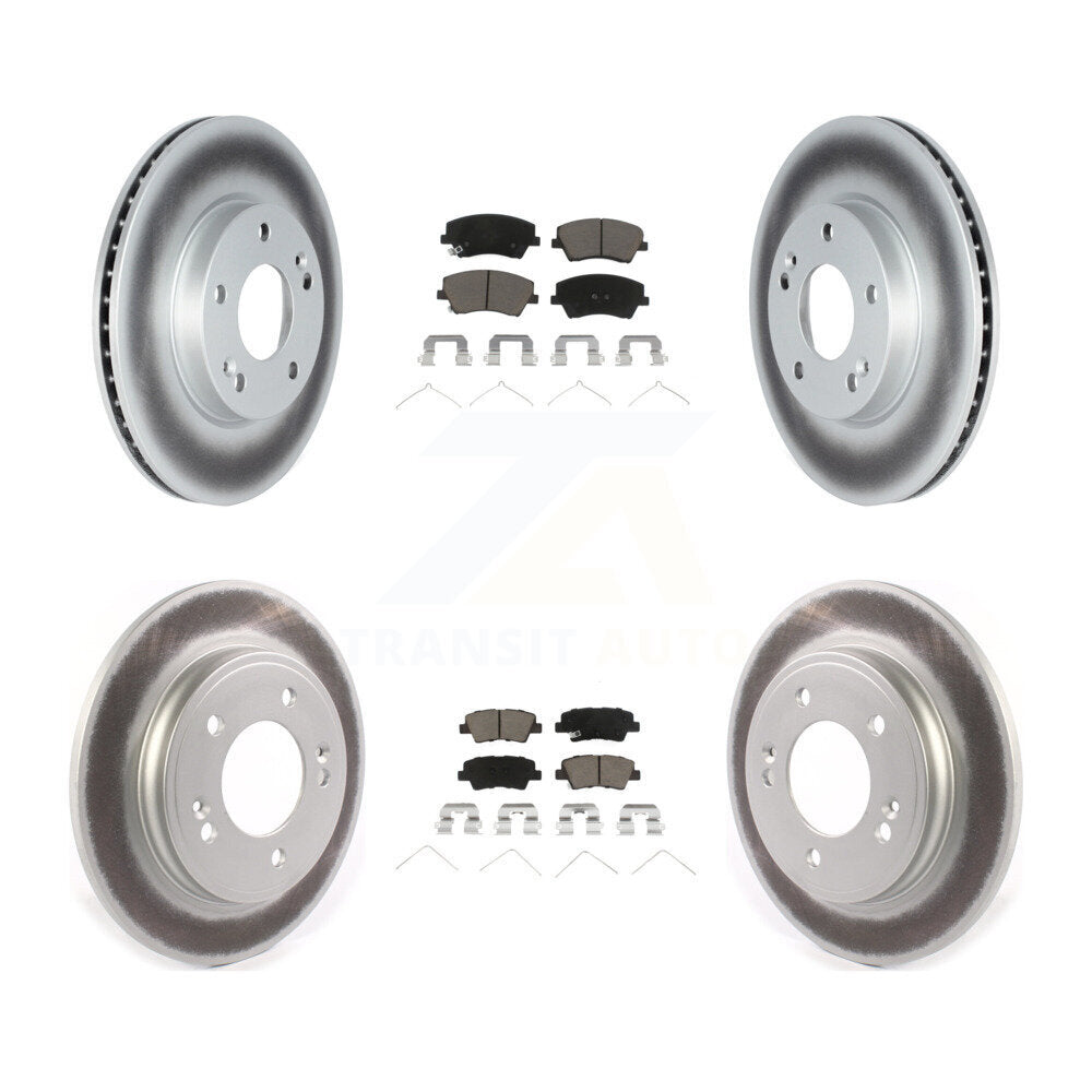 Front Rear Coated Disc Brake Rotors & Ceramic Pad Kit For Kia Niro Hyundai Ioniq