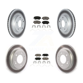 Front Rear Coated Disc Brake Rotors & Ceramic Pad Kit For Kia Niro Hyundai Ioniq