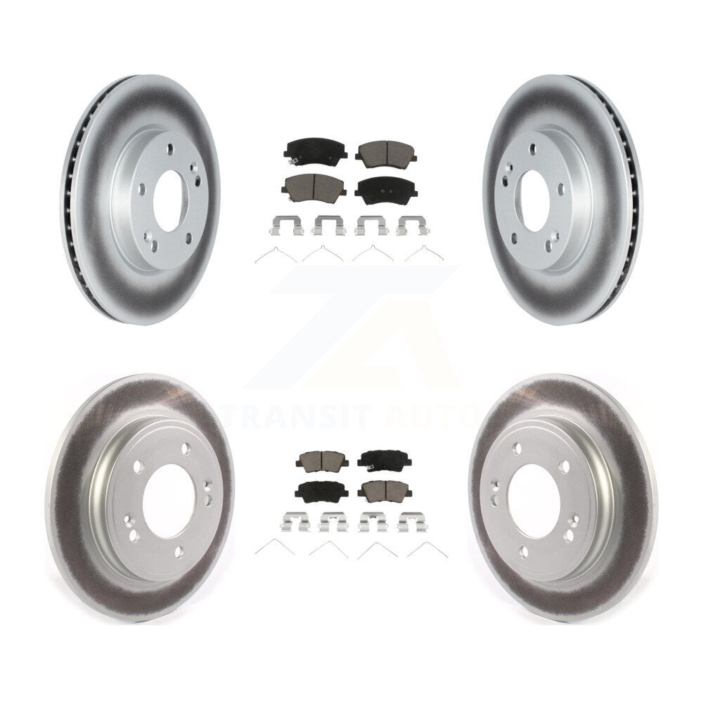 Front Rear Coated Disc Brake Rotors & Ceramic Pad Kit For Kia Niro Hyundai Ioniq